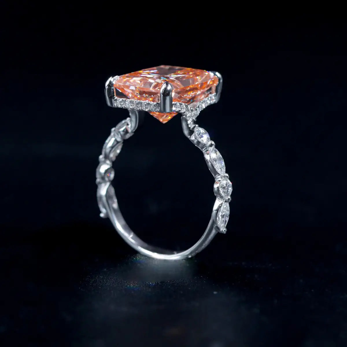 Classic Vivid Pink Radiant Diamond Ring