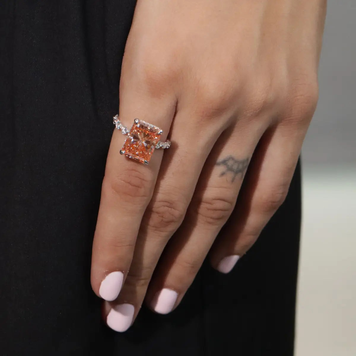 Classic Vivid Pink Radiant Diamond Ring