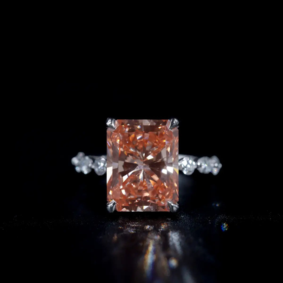 Classic Vivid Pink Radiant Diamond Ring