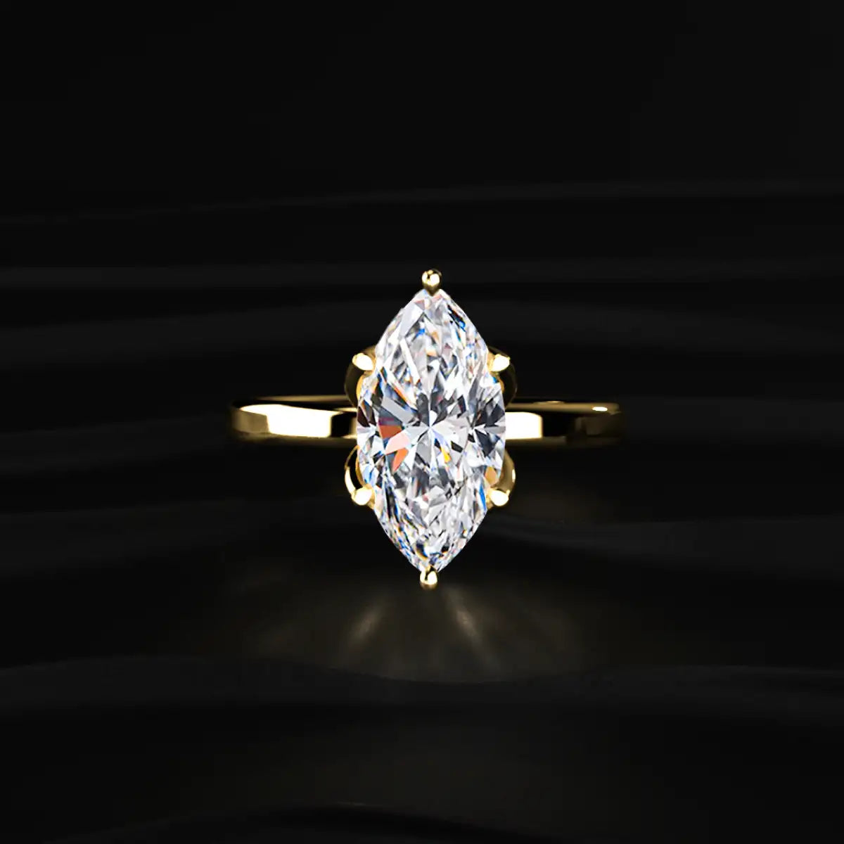 Marquise Solitaire Floral Prong Ring | Earthly Jewels