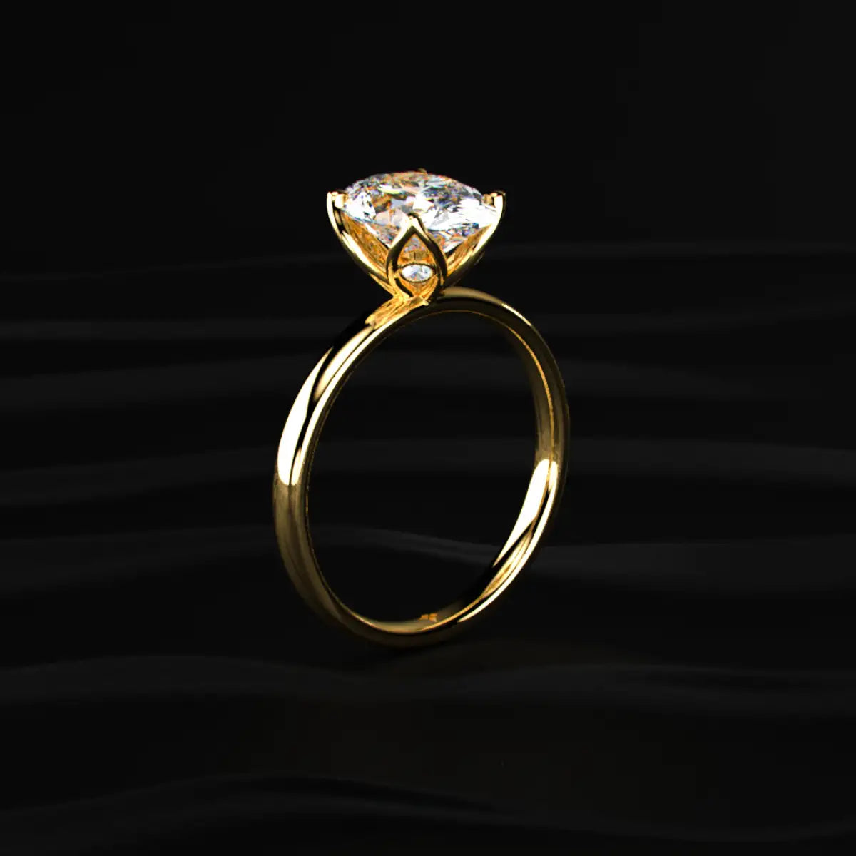 Oval Solitaire Floral Prong Ring | Earthly Jewels