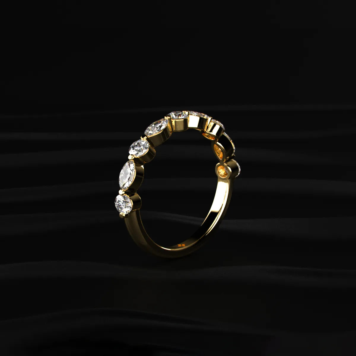 Round And Marquise Shape Diamond Half Eternity Ring | Earthly Jewels