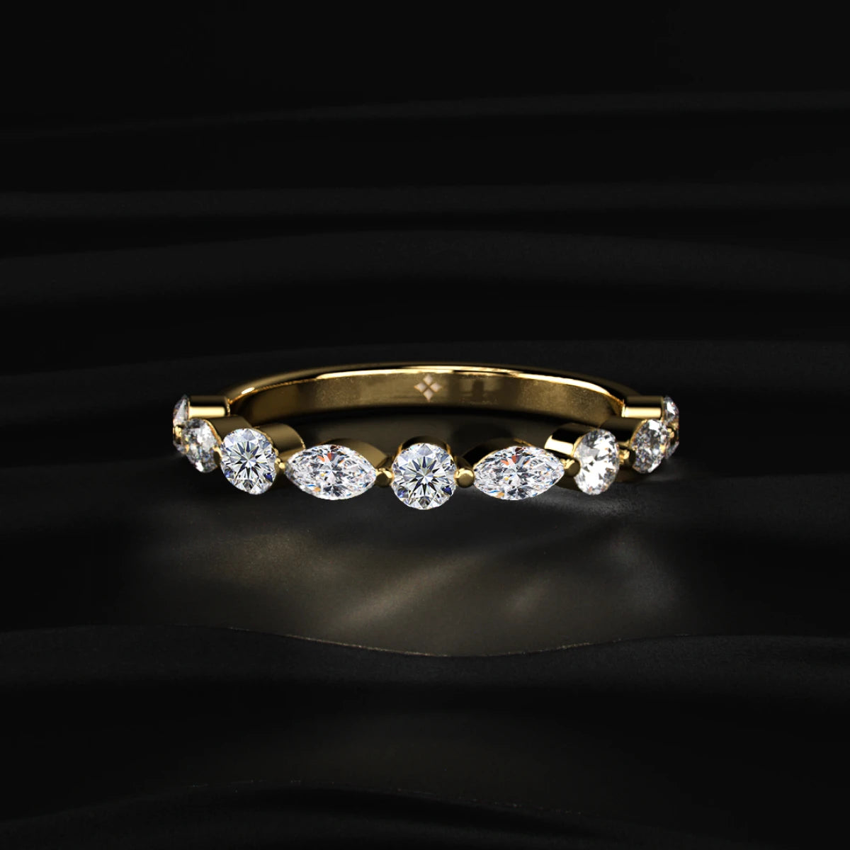 Round And Marquise Shape Diamond Half Eternity Ring | Earthly Jewels