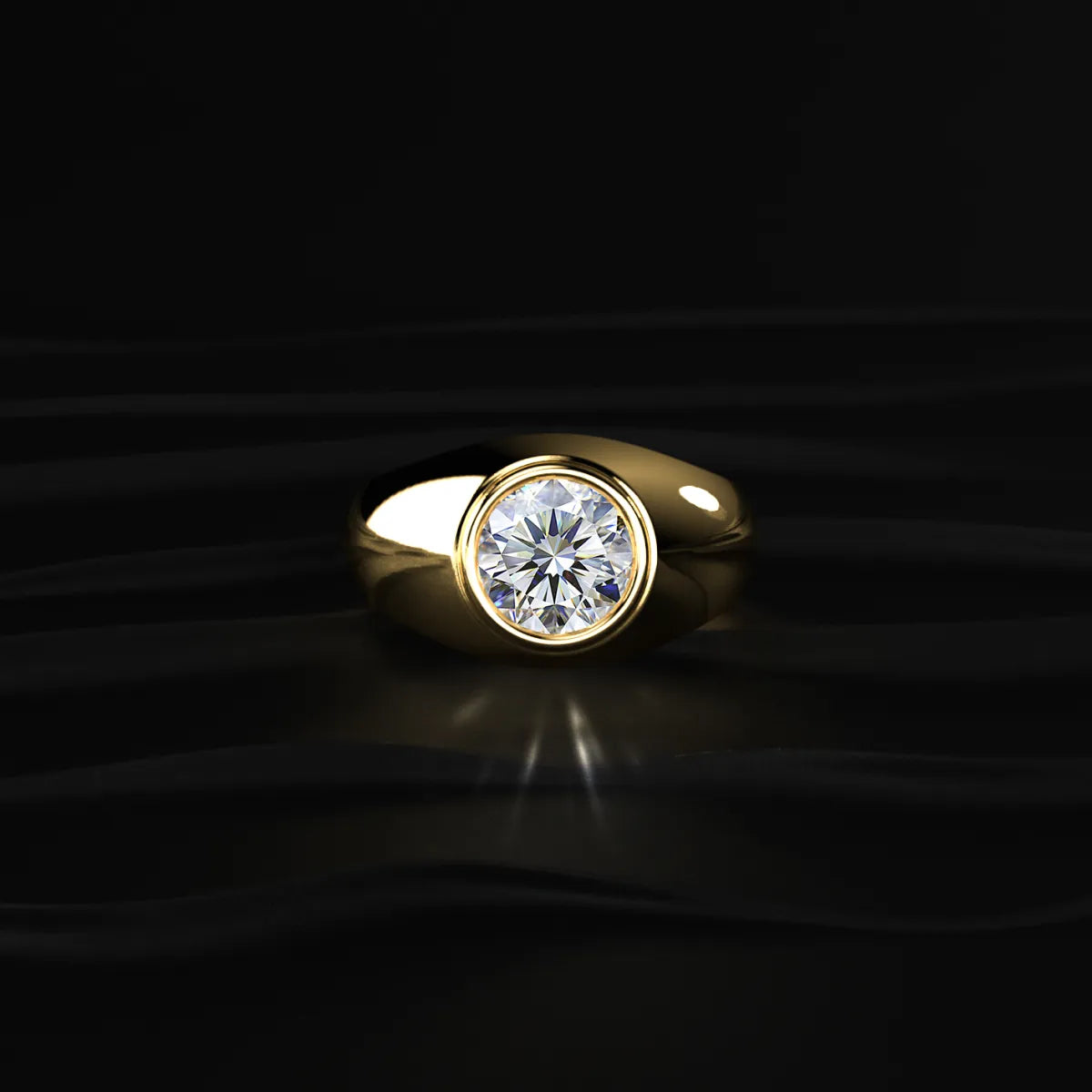 Classic Round Solitaire Flush Setting Ring For Men | Earthly Jewels