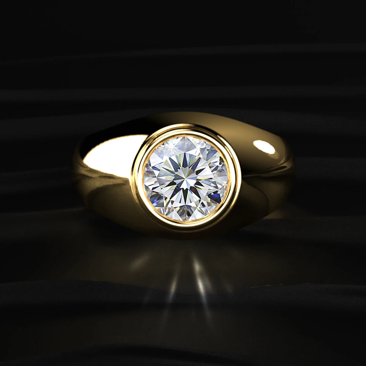 Classic Round Solitaire Flush Setting Ring For Men | Earthly Jewels