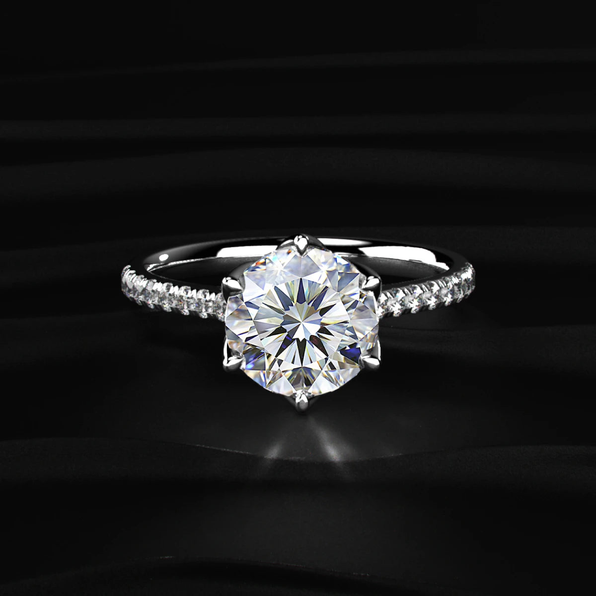 Round Shape Diamond Pave Ring In Tulip Prong Setting | Earthly Jewels