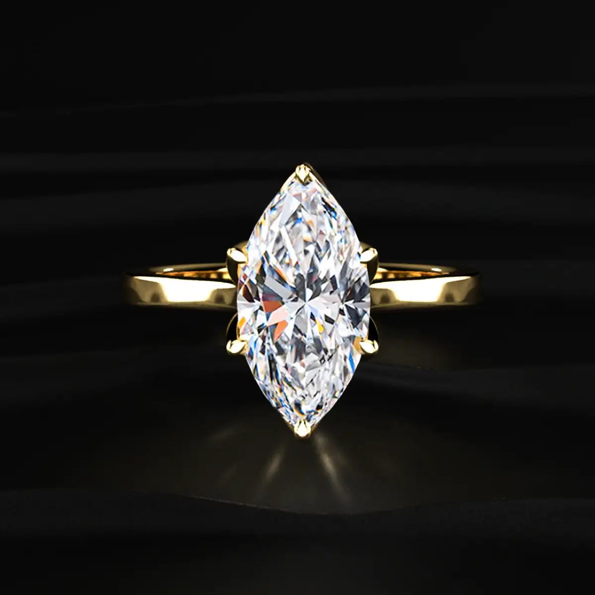 Marquise Diamond Ring In Tulip Prong Setting Lab Diamond Ring
