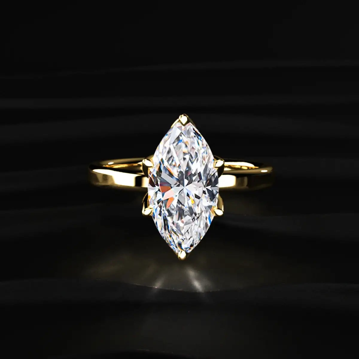 Marquise Solitaire Ring Six Floral Prongs | Earthly Jewels
