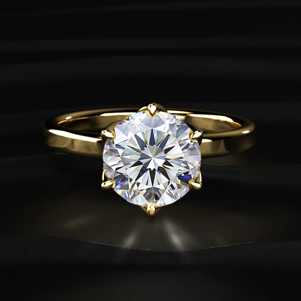 Round Solitaire Engagement Ring With Floral Prongs | Earthly Jewels