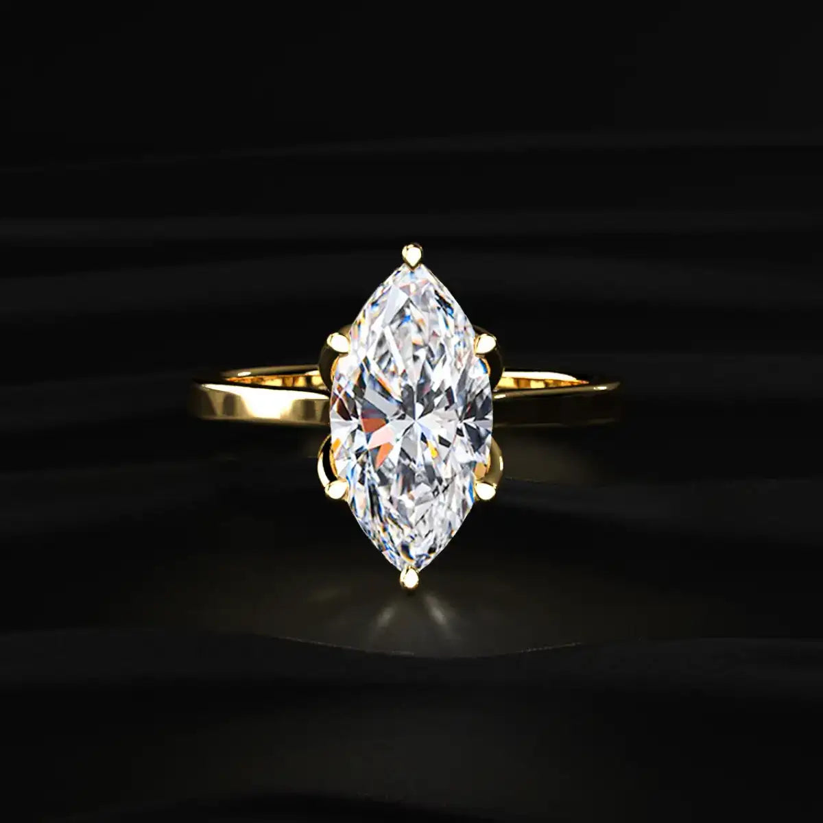 Marquise Solitaire Ring With Cathedral Floral Prong | Earthly Jewels