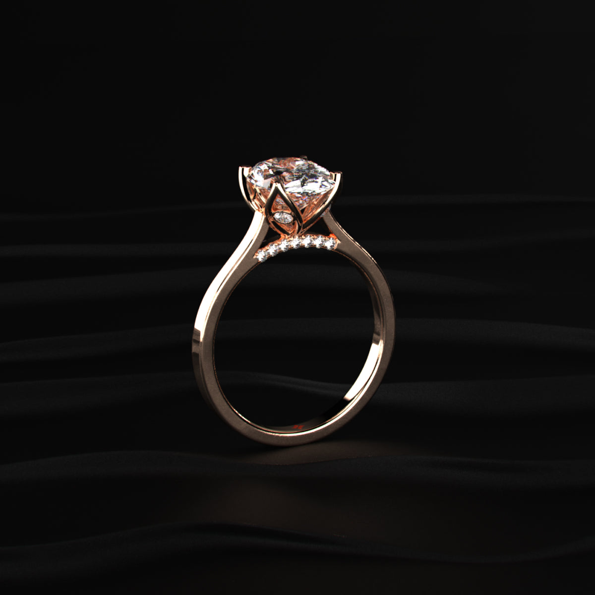 Oval Solitaire Ring With Cathedral Floral Prong | Earthly Jewels