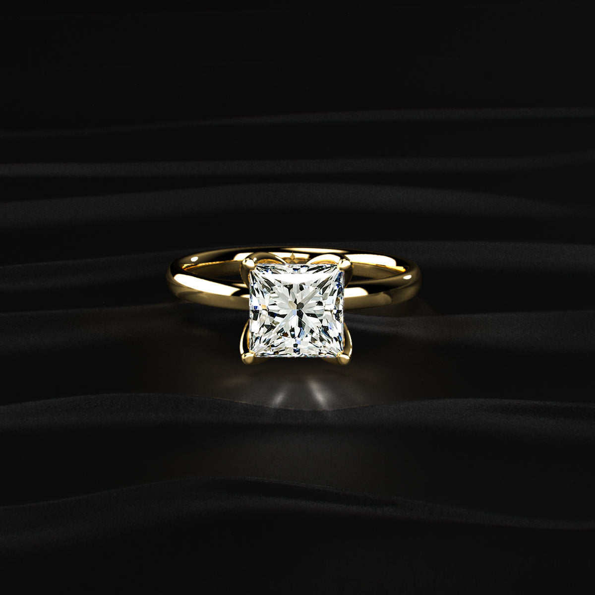 Princess Solitaire Floral Prong Ring