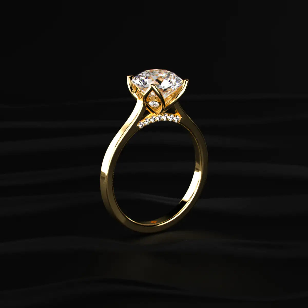 Round Solitaire Ring With Cathedral Floral Prong | Earthly Jewels