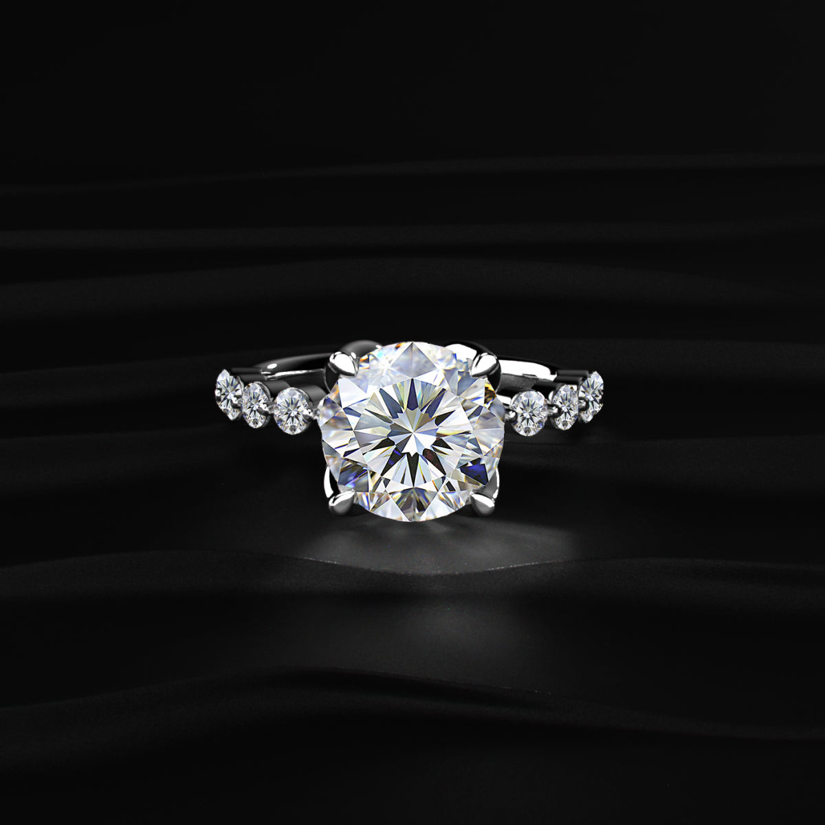 Round Diamond Engagement Ring With Floral Prong | Earthly jewels