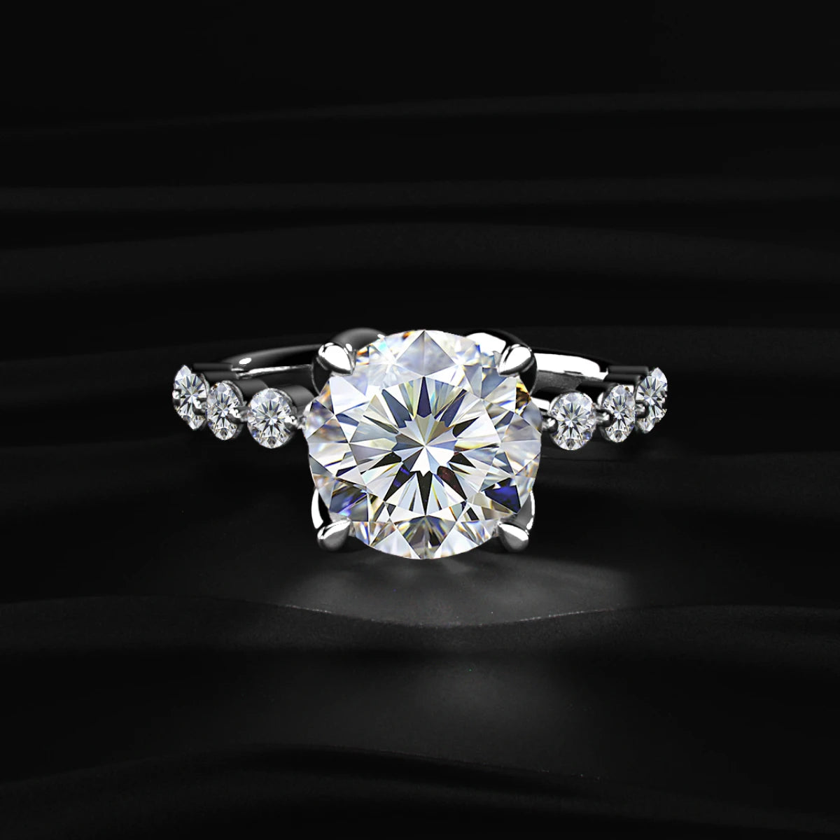 Round Diamond Engagement Ring With Floral Prong | Earthly jewels