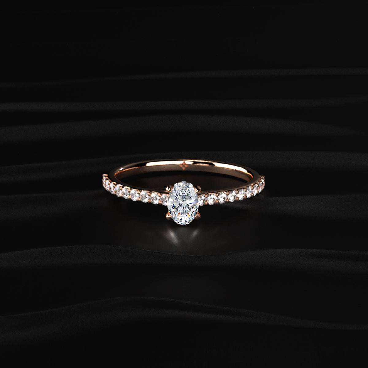 Oval Diamond With Hidden Halo