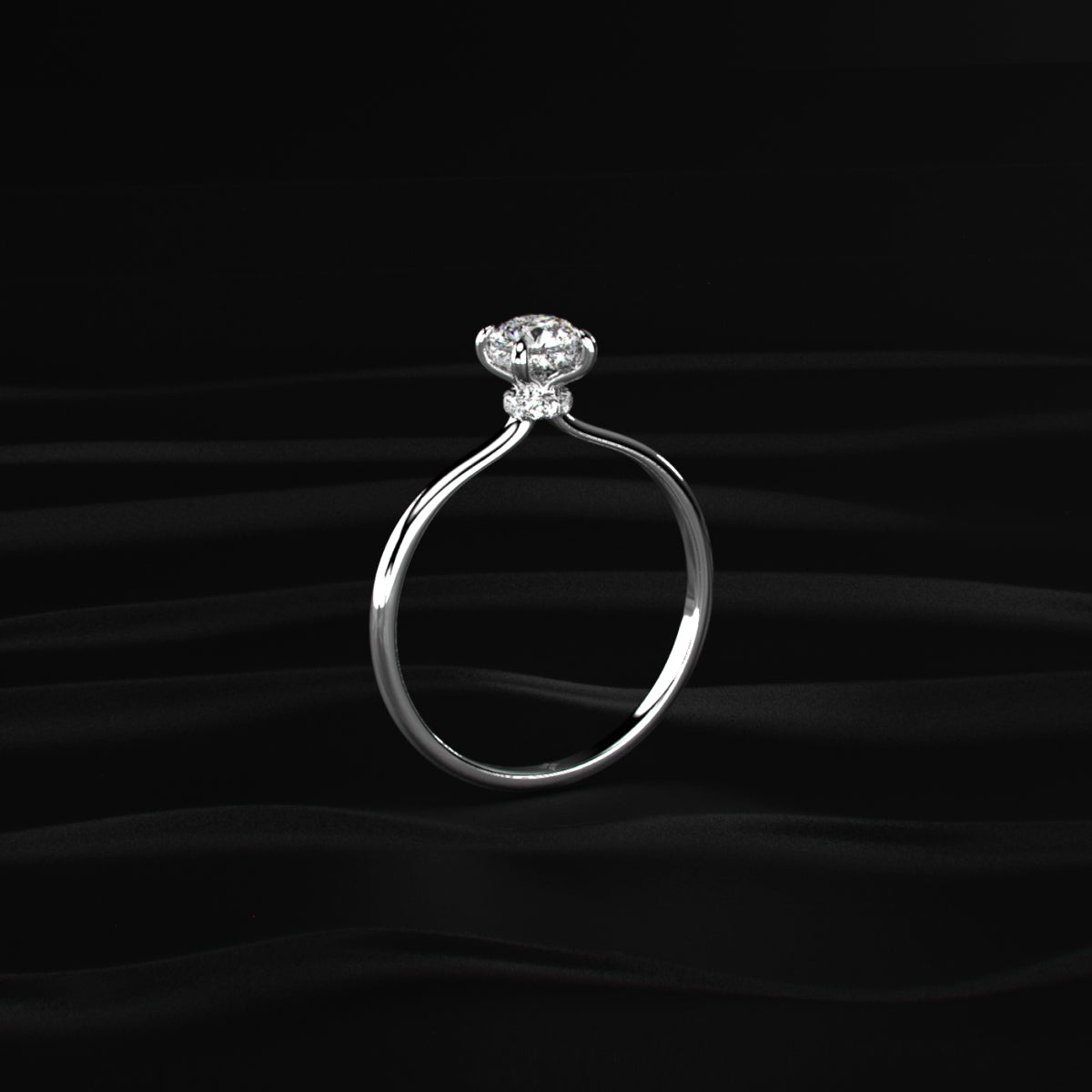 Round Hidden Halo Engagement Ring