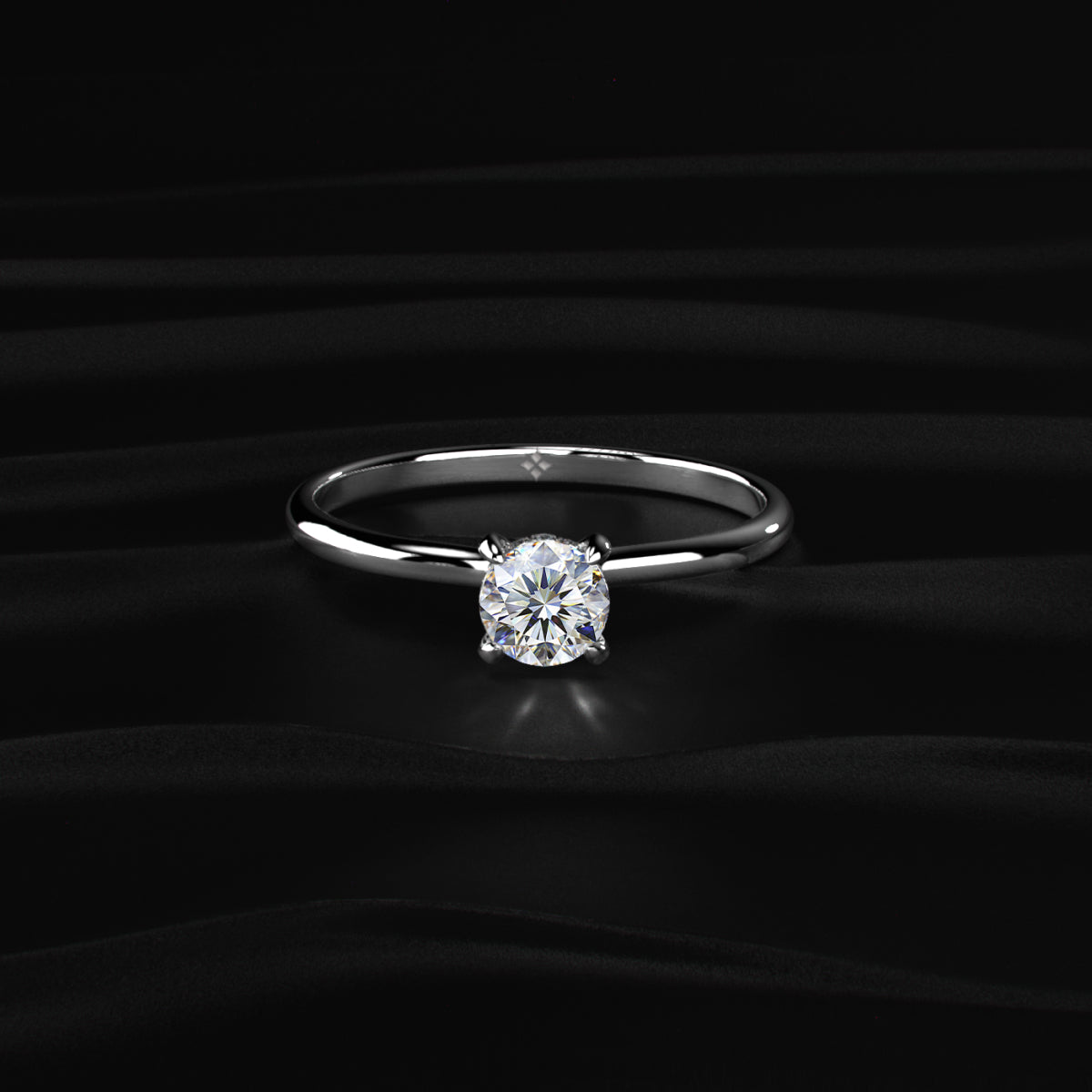 Round Hidden Halo Engagement Ring