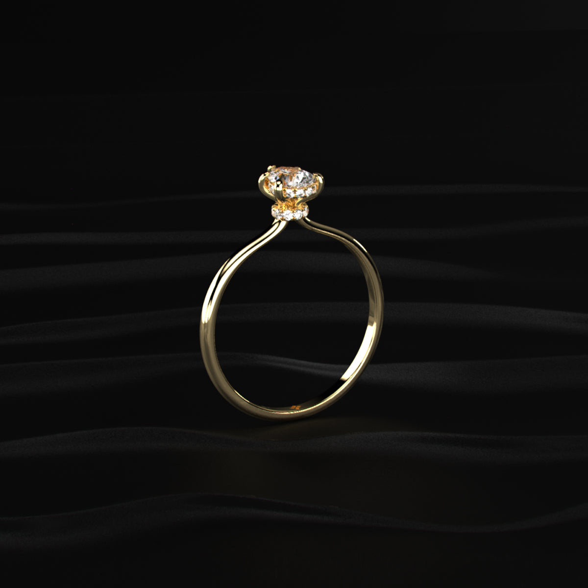 Pear Ring With Hidden Halo