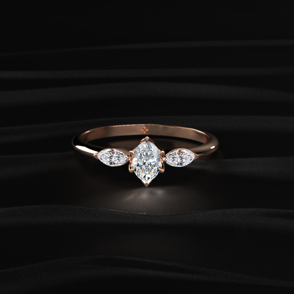 Oval Shape Ring With Marquise Side Stone