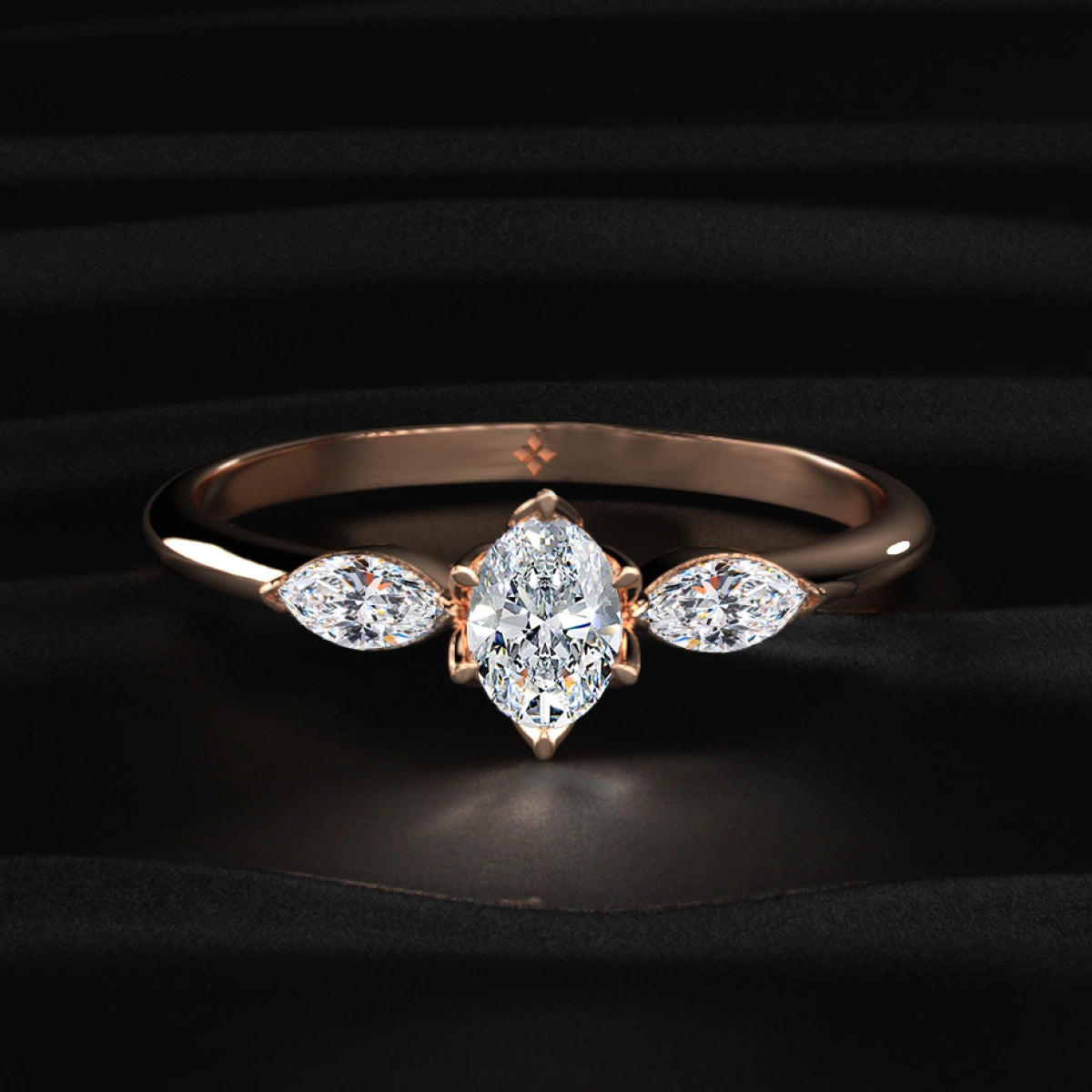 Oval Shape Ring With Marquise Side Stone | Earthly Jewels