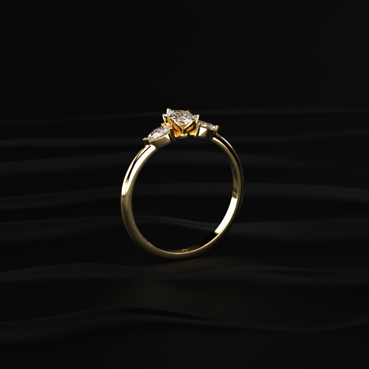 Marquise Diamond Ring With Pear Side Stones