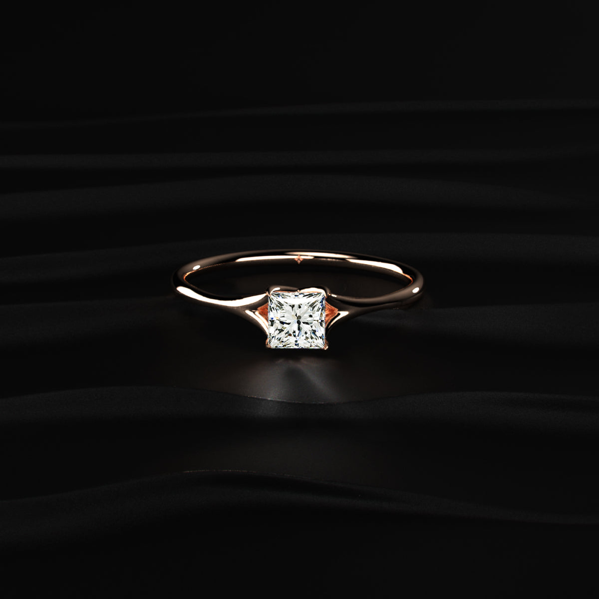 Princess Cut Split Shank Diamond Ring
