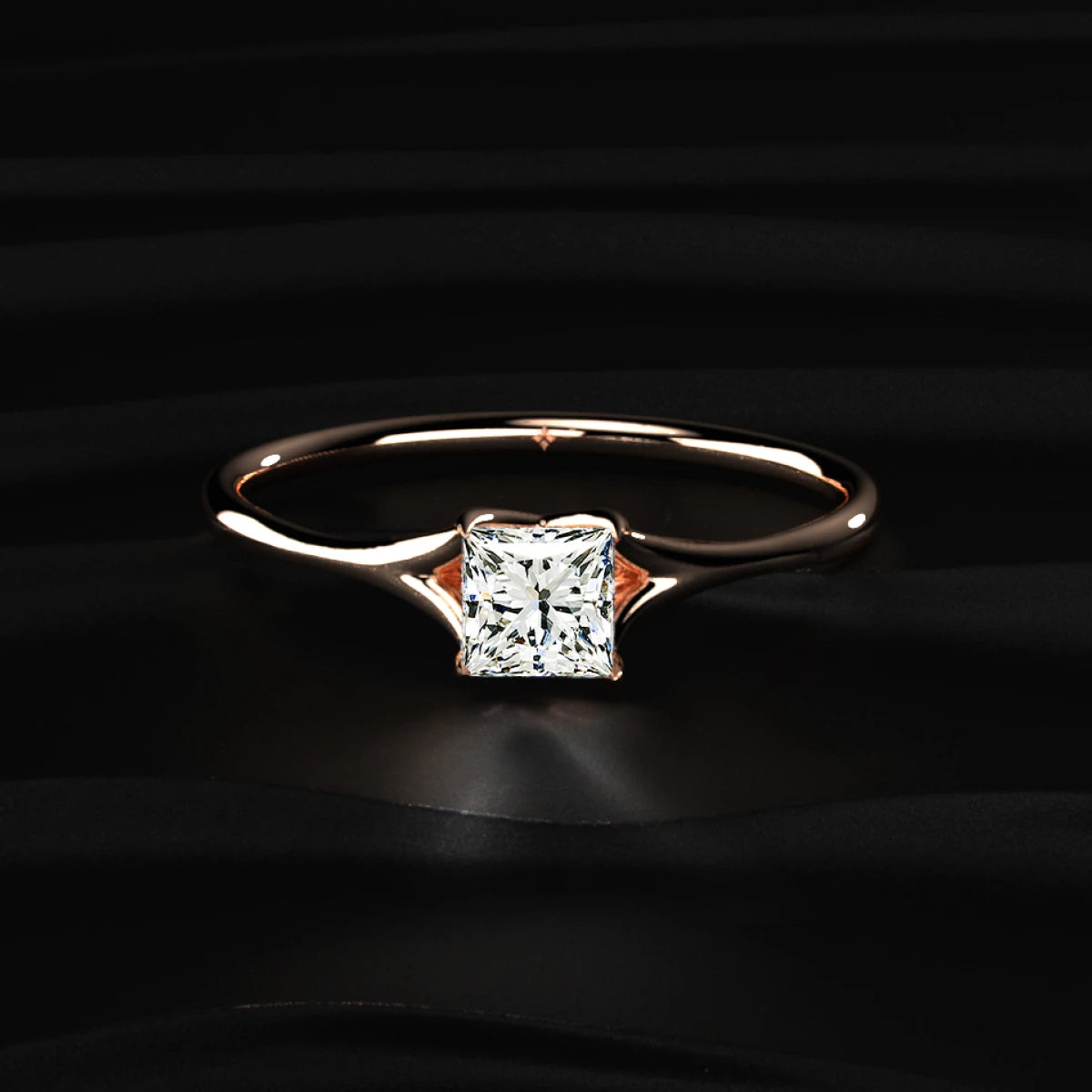 Princess Cut Split Shank Diamond Ring | Earthly Jewels