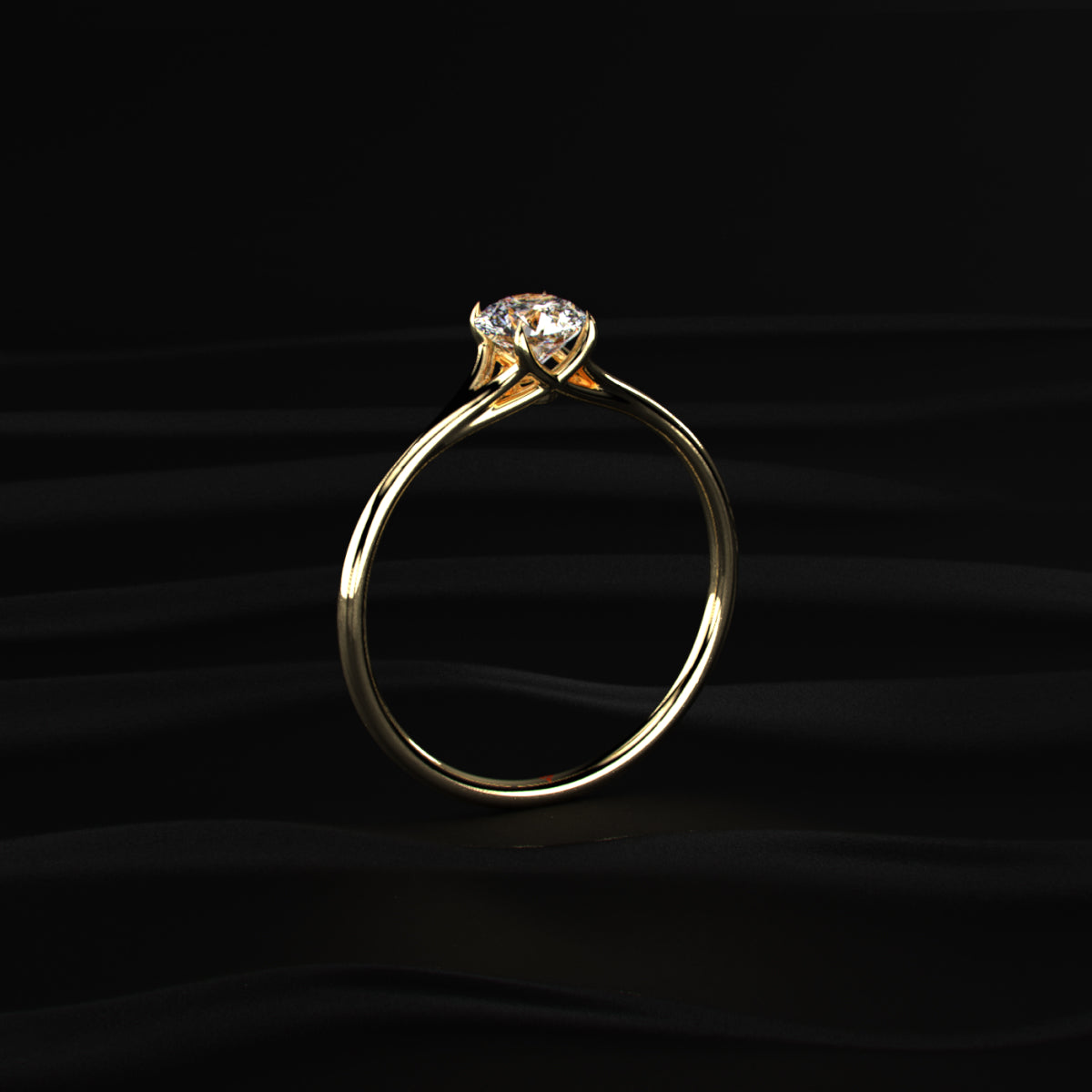 Round Diamond Split Shank Ring