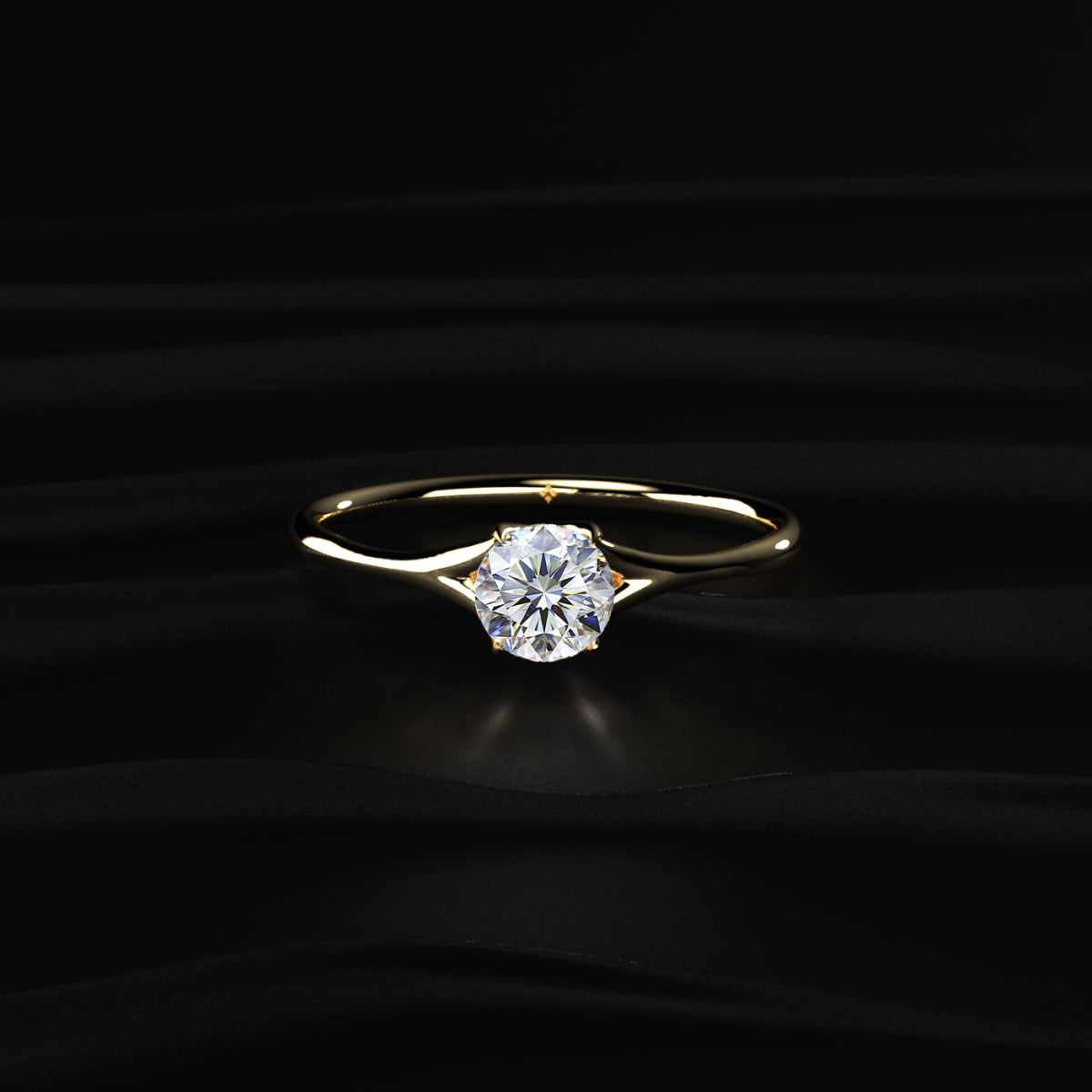 Round Diamond Split Shank Ring