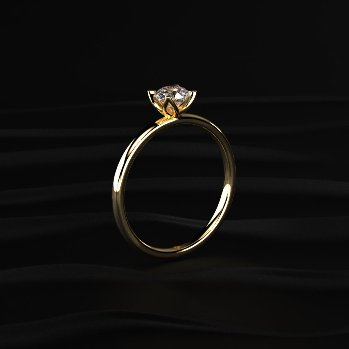 Round Diamond Tulip Setting Ring