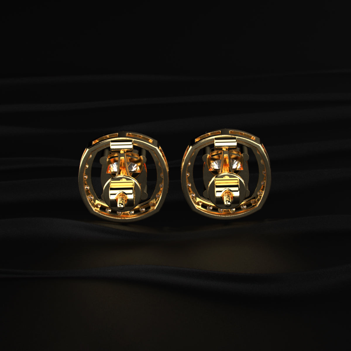 Cushion Cut Stud Earrings With Detachable Halo | Earthly Jewels