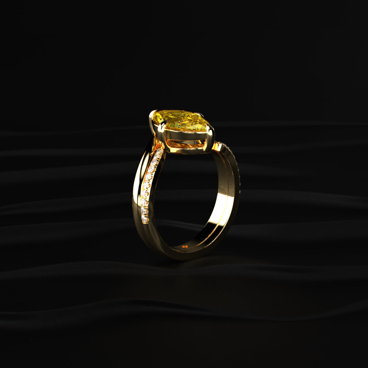 3 Carat Yellow Marquise Diamond Ring With Stack Ring | Earthly Jewels