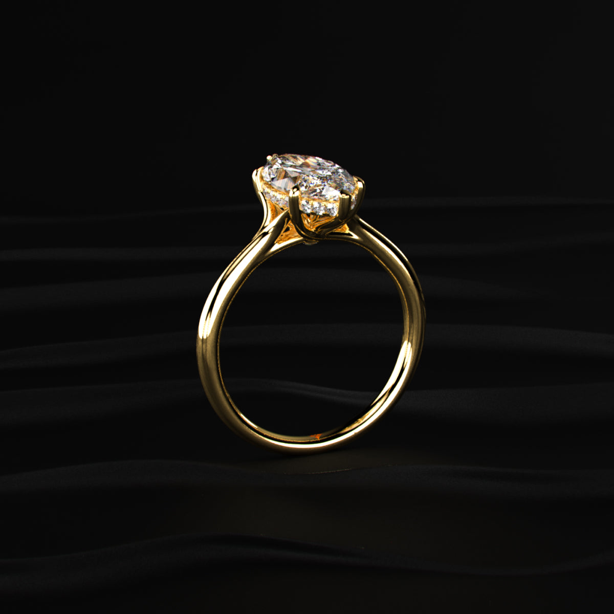 Marquise Solitaire Ring With Hidden Halo | Earthly Jewels