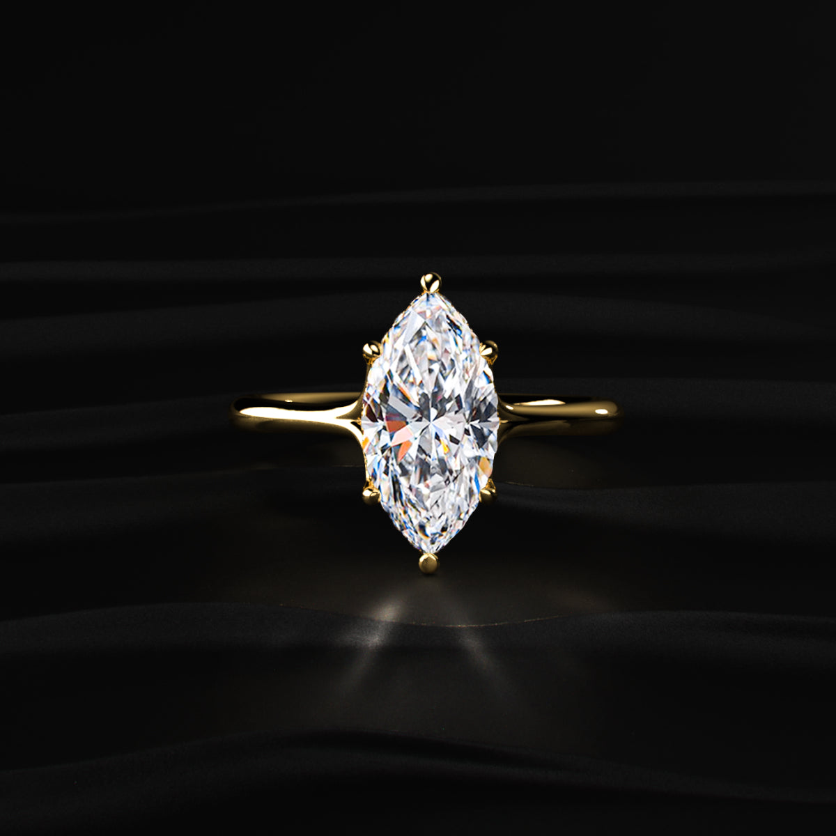 Marquise Solitaire Ring With Hidden Halo | Earthly Jewels
