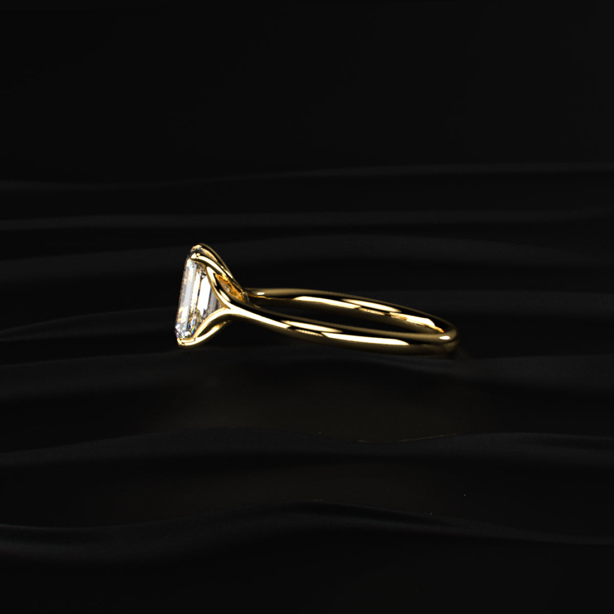 Emerald Solitaire Split Shank Engagement Ring | Earthly Jewels