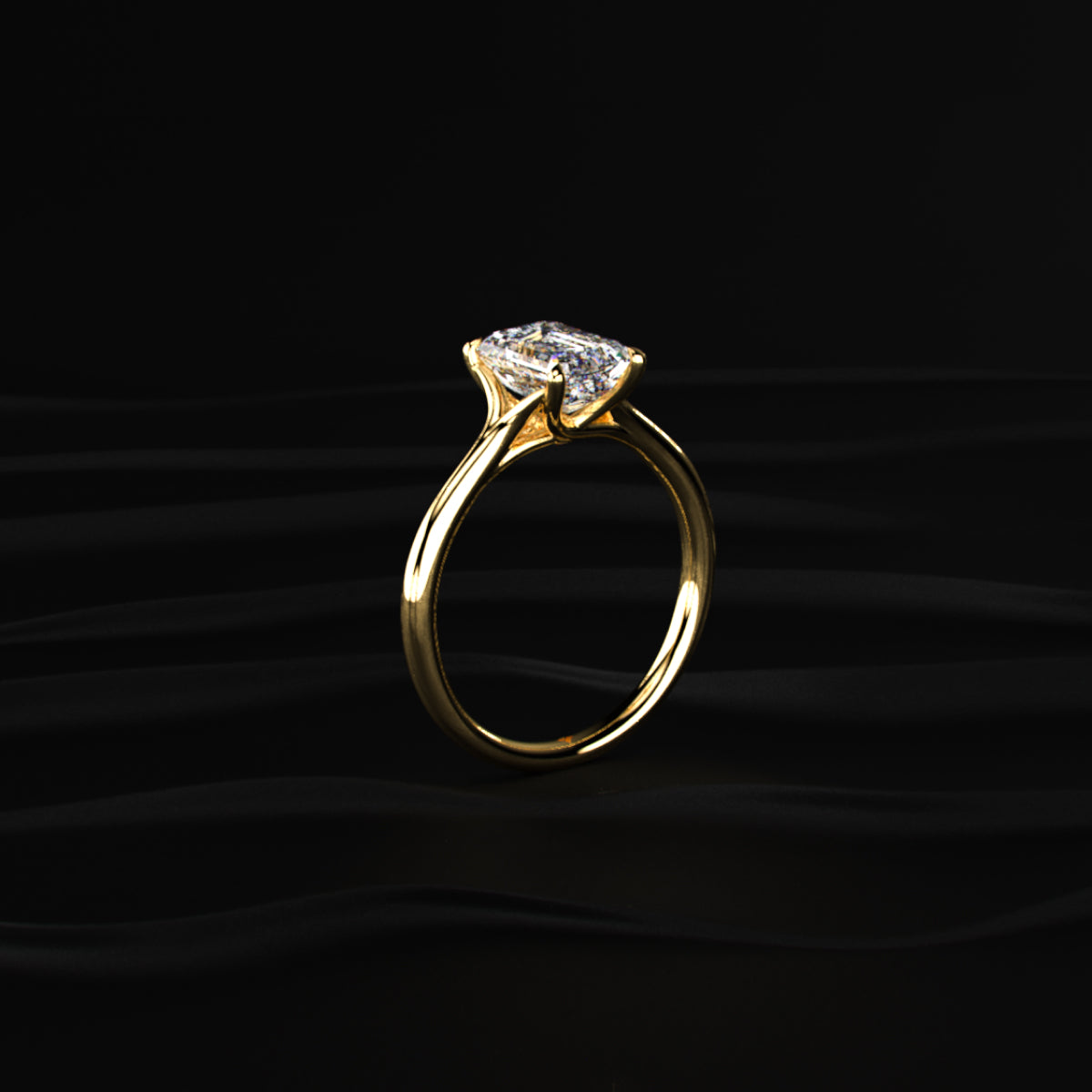 Emerald Solitaire Split Shank Engagement Ring | Earthly Jewels