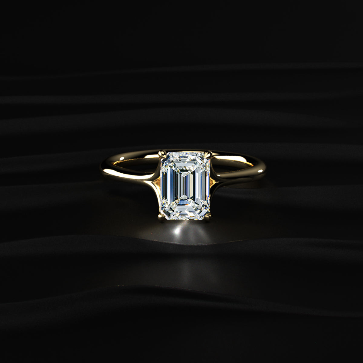 Emerald Solitaire Split Shank Engagement Ring | Earthly Jewels