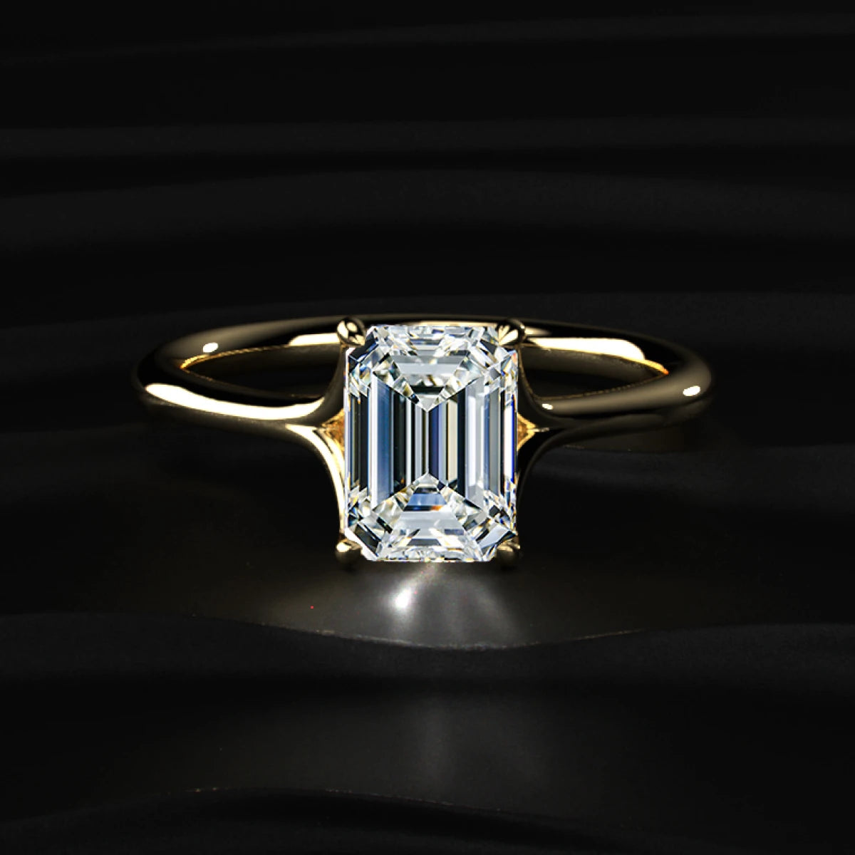 Emerald Solitaire Split Shank Engagement Ring | Earthly Jewels