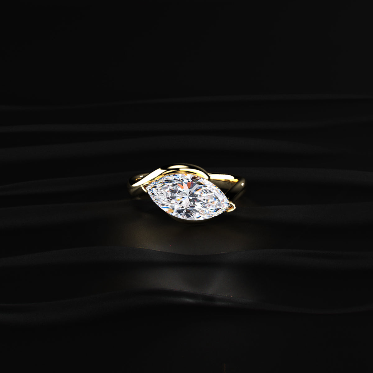 Marquise diamond Ring With Bypass Setting |Earthly jewels