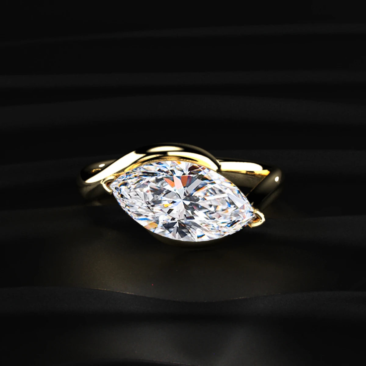 Marquise diamond Ring With Bypass Setting |Earthly jewels