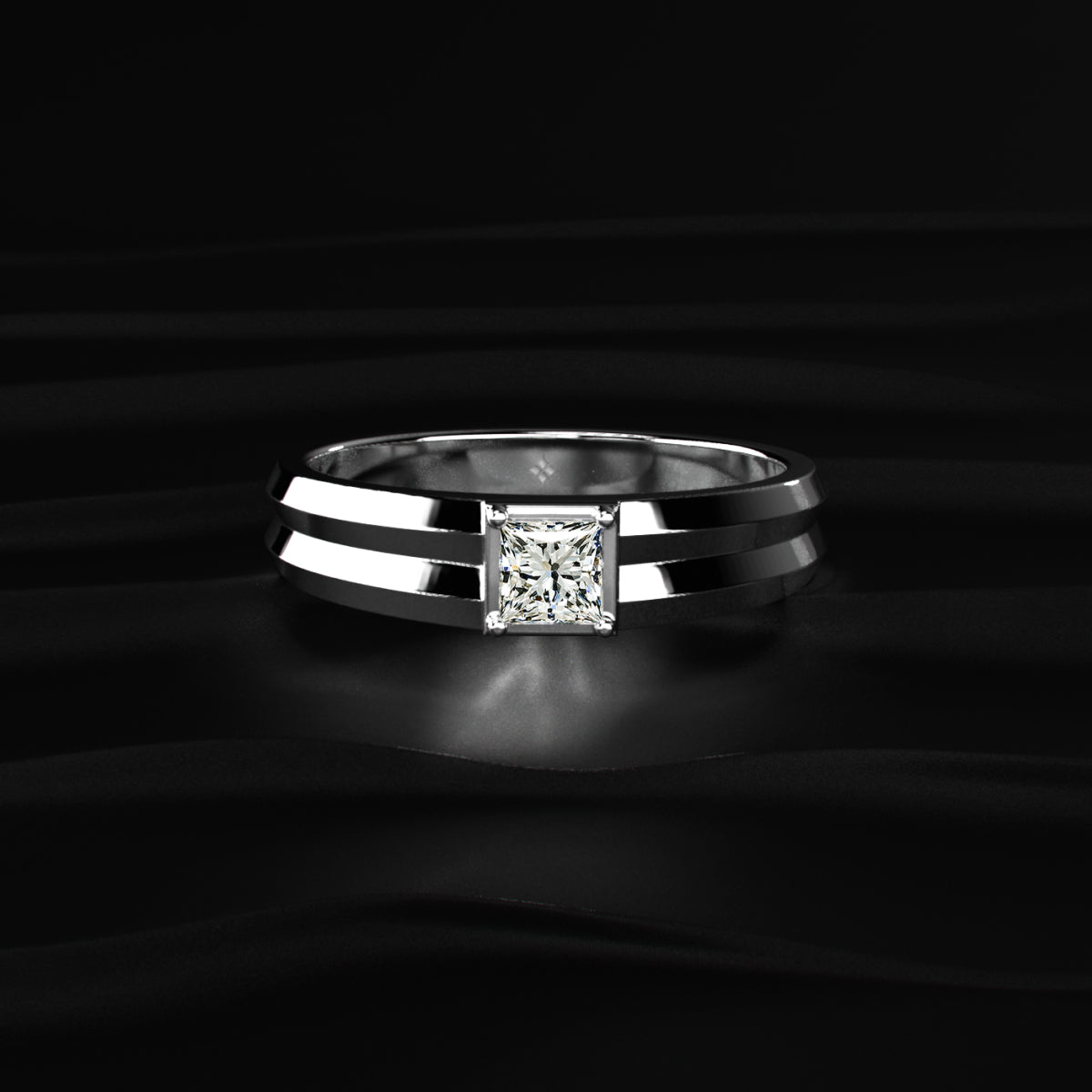 Men's Ct Princess Cut Diamond Ring in Gold Earthly Jewels