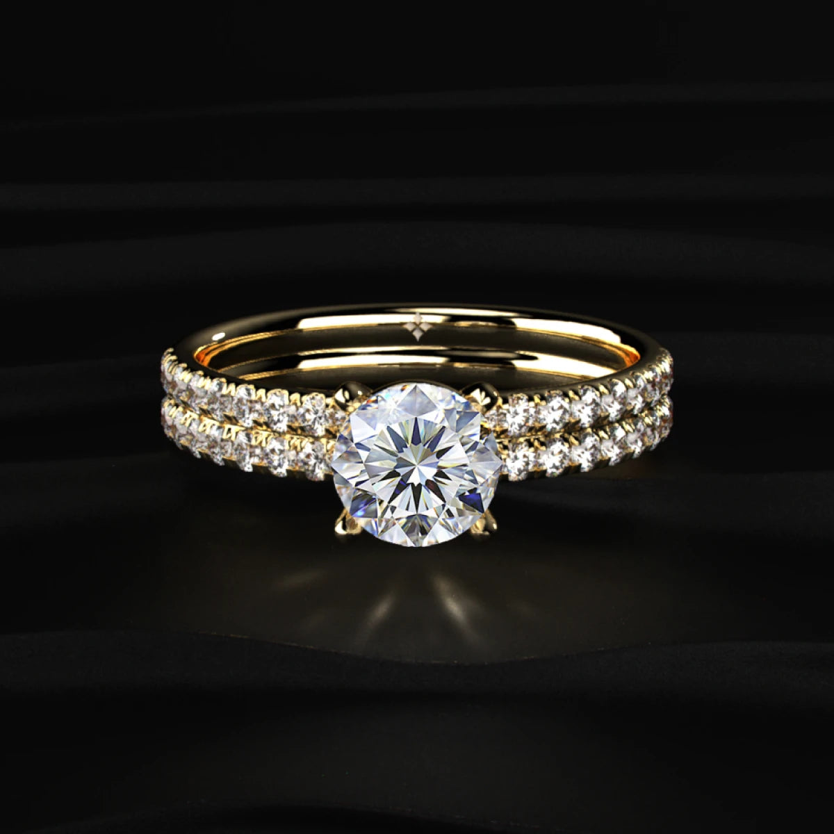 Round Solitaire Double Shank Ring | Earthly Jewels