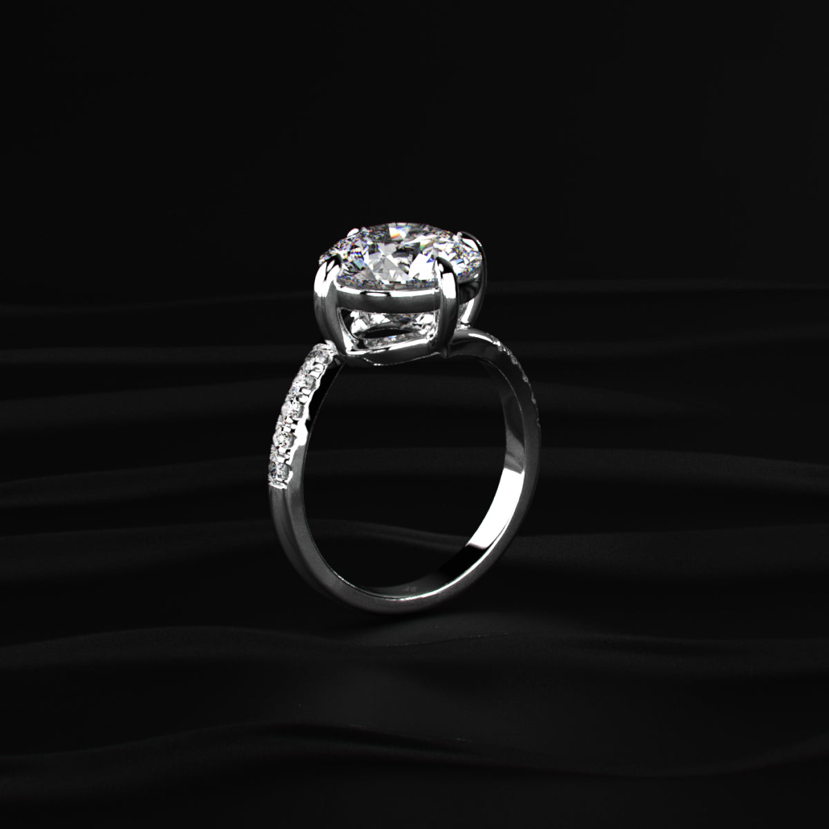 Round Diamond Solitaire Ring With Pave Band | Earthly Jewels