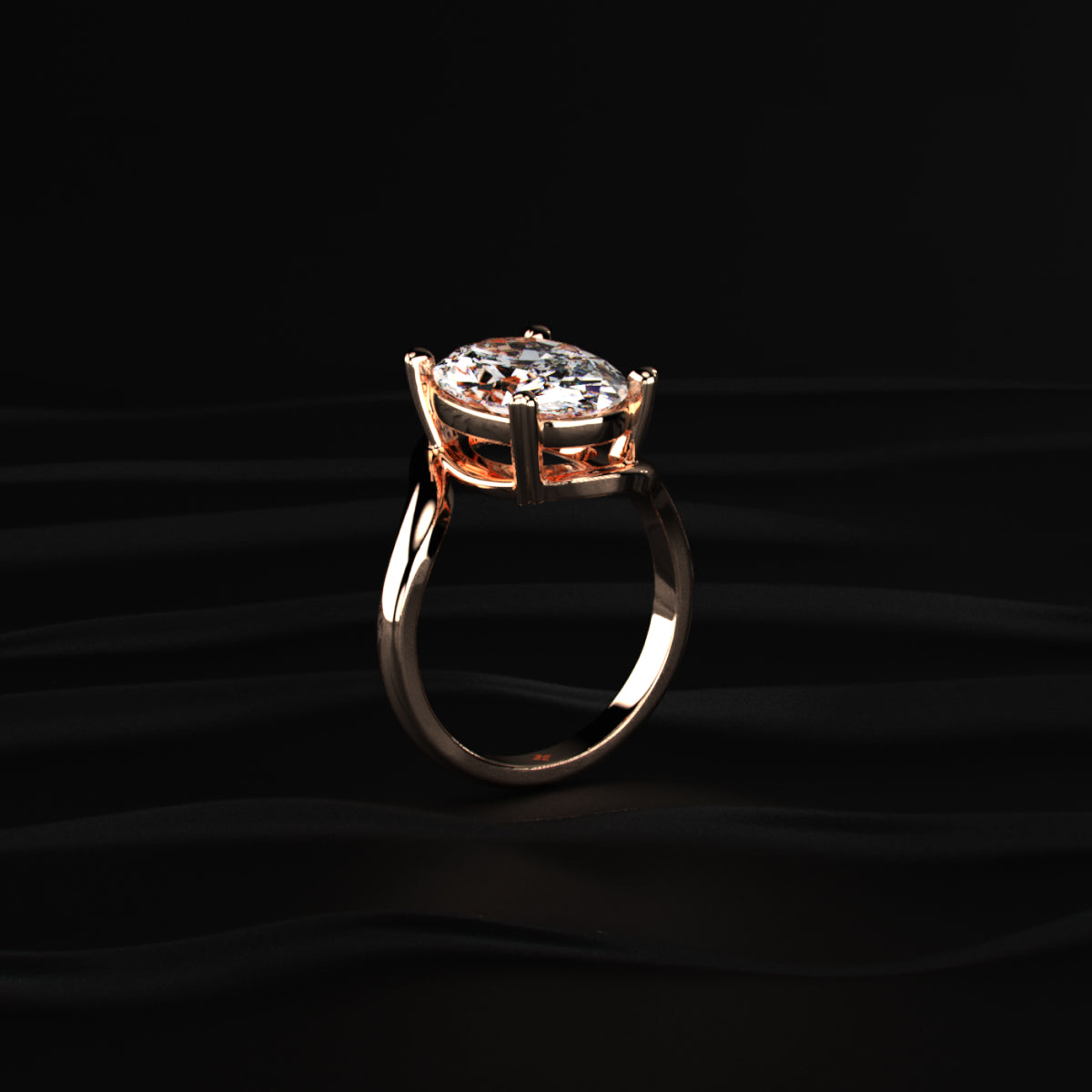 Oval Solitaire Diamond Bypass Setting Ring | Earthly Jewels