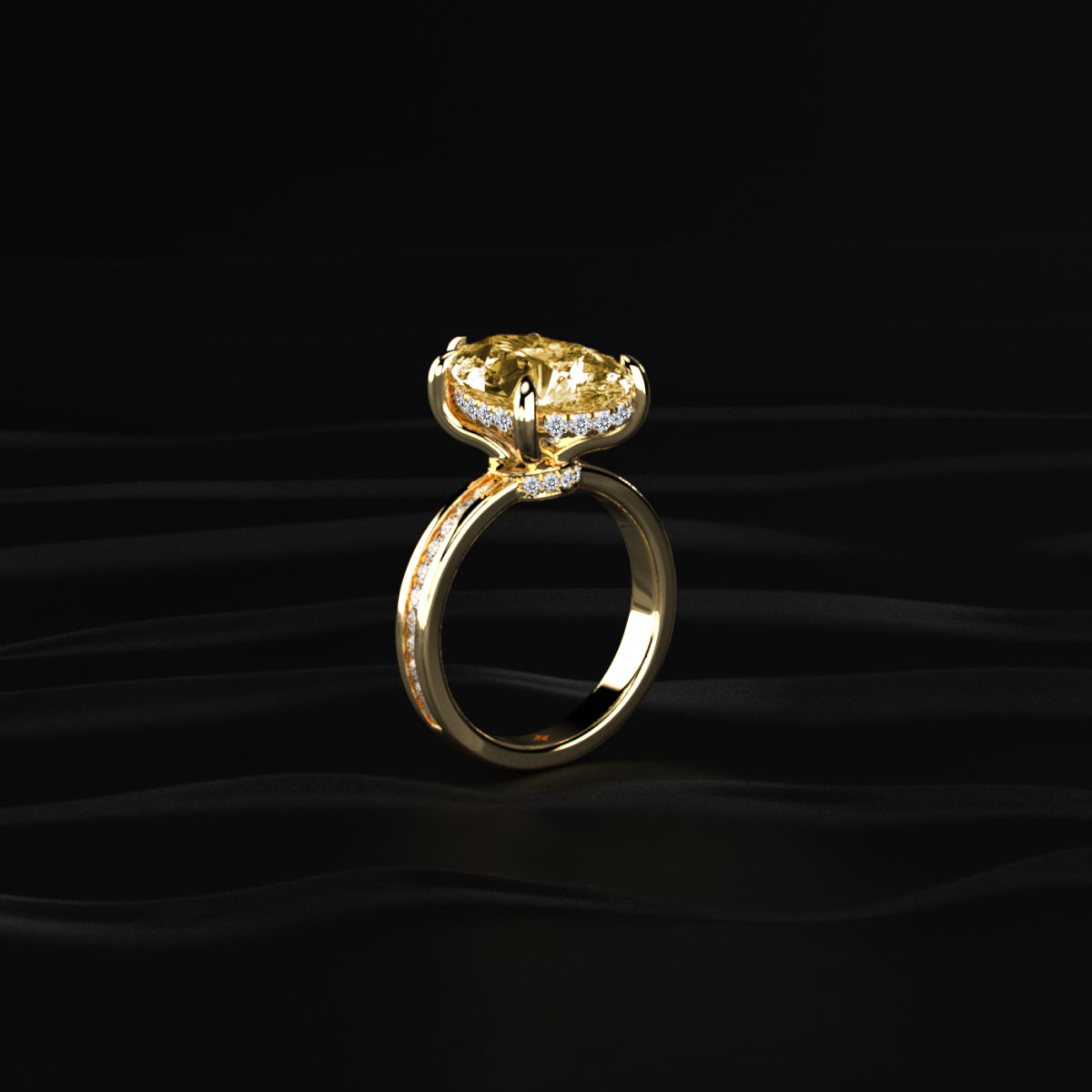 Yellow Pear Solitaire Ring With Channel Setting | Earthly Jewels