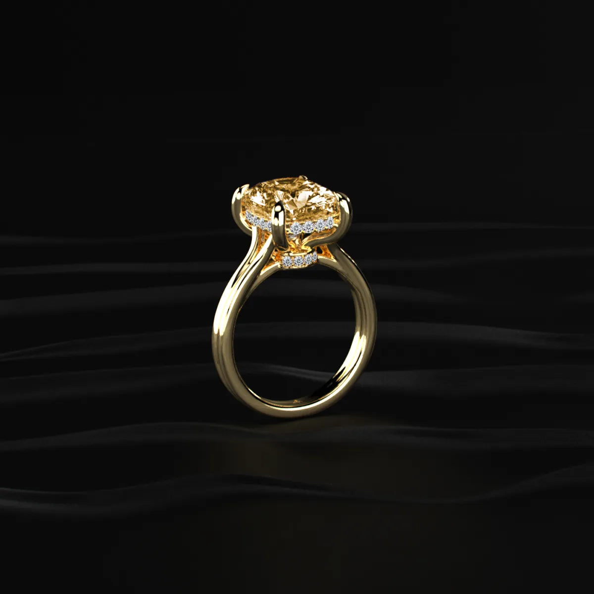 Yellow Cushion Solitaire Double Band Ring | Earthly Jewels
