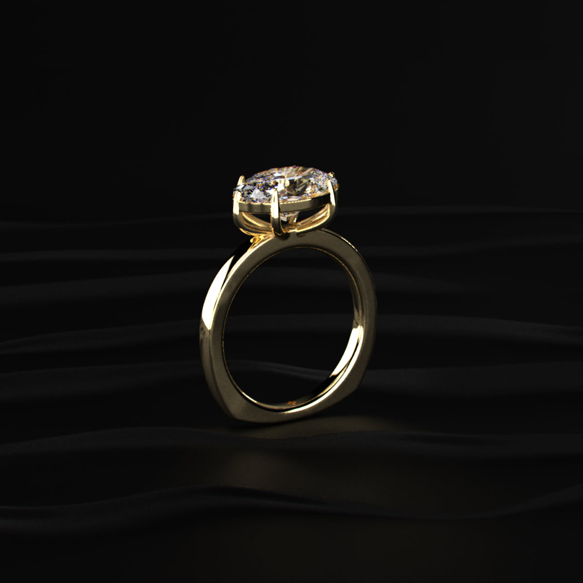 East West Oval Solitaire Engagement Ring | Earthly Jewels