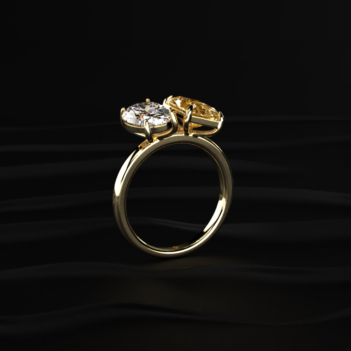Fancy Yellow Radiant And Oval Toi Et Moi Ring | Earthly  Jewels