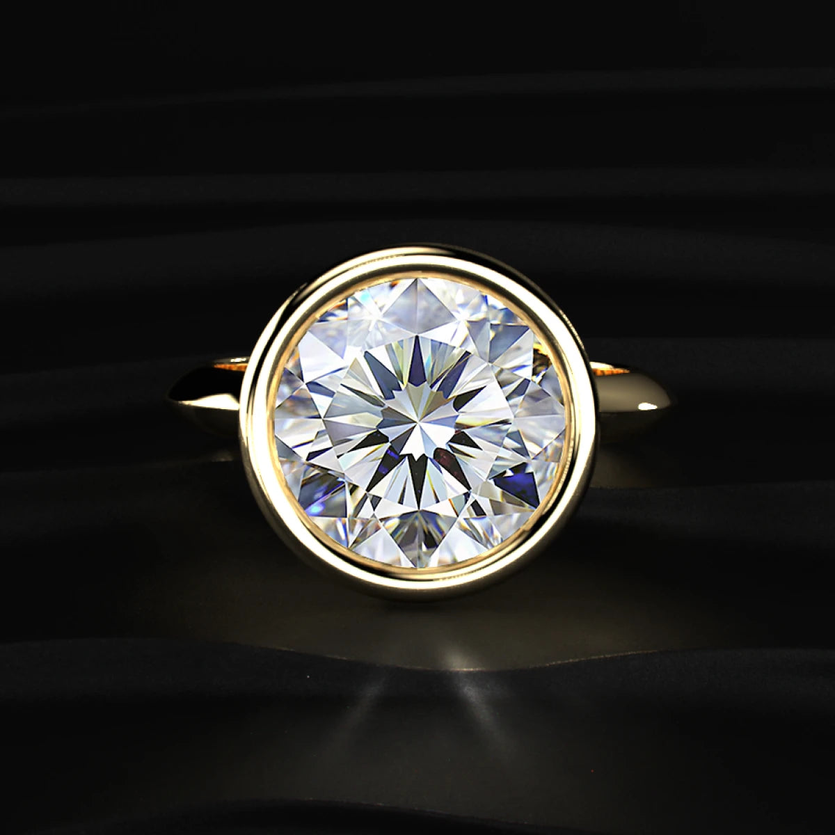 Round Diamond Solitaire Engagement Ring Bezel Setting | Earthly Jewels
